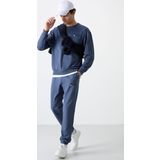 Petrol Casual O Yaka Lastik Paça Pamuklu Erkek Oversize Eşofman Takımı - 85120