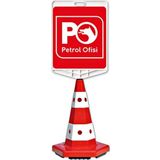 Petrol Ofisi Logo Çift Taraf Baskı Trafik Koni Seti Trafik Dubası