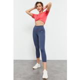 Petrol Yüksek Bel Slim Fit Dar Paça Kadın Kapri Tayt - 93097 | XL