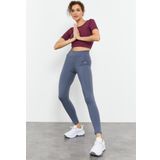 Petrol Yüksek Bel Toparlayıcı Slim Fit Dar Paça Kadın Tayt - 94011