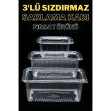 PETSA Plastik Sızdırmaz Kap Kullan At Tek Kullanımlık Plastik Kapaklı Kase 3' Lü Set Fırsat Ürünü