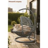 PetsandCompany El Örgüsü Kedi Salıncağı Gri Hamak ve Yatak, Kadın Emeği Lüks Tasarım Kedi Evi, Minderli