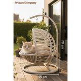 PetsandCompany El Örgüsü Kedi Salıncağı Krem Hamak ve Yatak, Kadın Emeği Lüks Tasarım Kedi Evi, Minderli