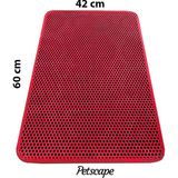 Petscape Elekli Kedi Tuvalet Önü Paspası Kedi Kumu Paspası Kırmızı - 60x42cm Sert Plastik