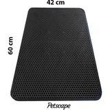 Petscape Elekli Kedi Tuvaleti Önü Paspası – Kedi Kumu Toplayıcı – Çift Katmanlı Sert Plastik 60x42cm - Siyah