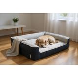 Petshill viscopet Premium Sofa Blok sungerli Alezli Fermuarlı Yıkanabilir Köpek Yatağı-S-blkgr (Large)