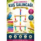 Petshop Ahşap Robot Kuş Oyuncağı Renkli Boncuklu Zilli Kafes Salıncağı