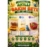 Petshop Akıllı Kuş Yemliği + Akıllı Suluk + Kuş Banyoluğu 3’lü Kuş Bakım Seti | Muhabbet Kuşu, Sultan Papağanı, Kanarya ve Diğer Kafes Kuşları İçin | Renkler Değişkenlik Gösterebilir