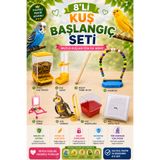 Petshop Akıllı Kuş Yemliği, Kuş Suluk, Ahşap Tünek 40 Cm, Kuş Salıncağı, Aynalı Tünek, Sarı Kuş Tasması, Kuş Banyoluğu, XXL Kafes Tülü – 8’li Kuş Başlangıç Seti