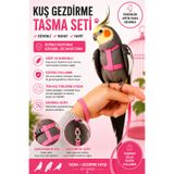 Petshop Pembe Kuş Gezdirme Tasması Seti Ayarlanabilir Papağan Uçuş Tasması Muhabbet Kuşu Sultan Papağanı Cennet Papağanı Güvenli Gezdirme Kayışı