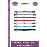 #Petshop Renkli Desenli Yumuşak Elastik Kumaş Emniyet Klipsli Fonksiyonel Şık Zilli Kedi Tasması