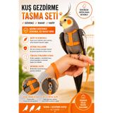 Petshop Turuncu Kuş Gezdirme Tasması Seti Ayarlanabilir Papağan Uçuş Tasması Muhabbet Kuşu Sultan Papağanı Cennet Papağanı Güvenli Gezdirme Kayışı