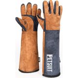Petsuit Kedi Tutma Eldiveni 50cm - Kedi Yakalama Eldiveni – 5 Parmak - Lacivert - Taba