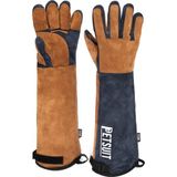 Petsuit Kedi Tutma Eldiveni - Kedi Yakalama Eldiveni – 5 Parmak - Lacivert - Taba - 55 cm