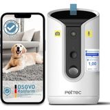 Pettec Yapay Zeka Destekli 360° Evcil Hayvan Kamerası ve Otomatik Mama Kabı, Uygulama Kontrol - Beyaz