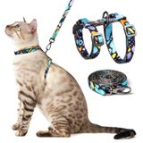 PetThem Kedi Koşum Takımı ve Tasma Seti - Kediler için Kaçış Korumalı Yelek Koşum, Rahat, Yumuşak, Hafif, Küçük Orta Büyük Kediler için Kolay Ayarlanabilir Kedi Yaka Koşum Takımı (Butterfly Magic)