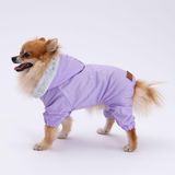 Pettrend Lila Kürklü Tulum Yağmurluk Küçük Irk Yağmurluk Köpek Kıyafeti Köpek Yağmurluğu - M