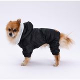 Pettrend Siyah Kürklü Tulum Yağmurluk Küçük Irk Yağmurluk Köpek Kıyafeti Köpek Yağmurluğu - M