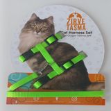PETTY COMFORT-Ayarlanabilir-Kedi tasma seti-Kedi göğüs tasması ve gezdirme kordonu-Kedi tasması-Yerli üretim-Modern tasarım-Kaliteli işçilik (Neon Yeşil, Düz)