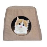 PETTY COMFORT-Kedi yatağı-Kedi evi-3 fonksiyonlu-Katlanır- Kedi Alaska evi-Kedi Eskimo evi-Kedi mağarası (Kahve, Düz)