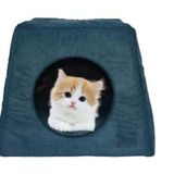 PETTY COMFORT-Kedi yatağı-Kedi evi-3 fonksiyonlu-Katlanır- Kedi Alaska evi-Kedi Eskimo evi-Kedi mağarası (Larcivert, Düz)