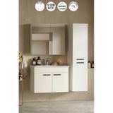Petunya 75+167 cm Beyaz MDF Seramik Lavabolu Asma Banyo Dolabı Takımı