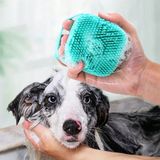 Petzz Yeşil 8.4x6x8.4 cm Hazneli Silikon Kedi ve Köpek Banyo Şampuan Fırçası