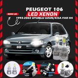 Peugeot 106 1993-2002 Uzun-kısa Far Uyumlu Şimşek Etkili Led Xenon Performance Series H4