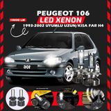 Peugeot 106 1993-2002 Uzun-kısa Far Uyumlu Şimşek Etkili Led Xenon Premium Series H4