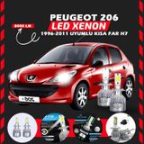 Peugeot 206 1996-2011 Kısa Far Uyumlu Şimşek Etkili Led Xenon Performance Series H7