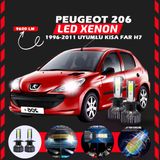 Peugeot 206 1996-2011 Kısa Far Uyumlu Şimşek Etkili Led Xenon Pro Series H7