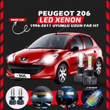 Peugeot 206 1996-2011 Uzun Far Uyumlu Şimşek Etkili Led Xenon Pro Series H7
