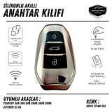 Peugeot 208 308 508 2008 3008 5008 Citroen C3 C4 Uyumlu Silikon Anahtar Kılıfı Oto Anahtar Kabı Darbe Emici Anahtarlık Koyu Titan Gri