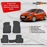 Peugeot 208 Paspas Araca Özel 2013 2019 BOSSE 3D Havuzlu Oto Paspas - Siyah