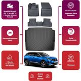 Peugeot 3008 2016 Model Alt Bagaj Havuzu+4d Araca Özel Havuzlu Paspas Takımıı Maxii - Siyah