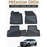 Peugeot 3008 2016–2023 Uyumlu 3D Havuzlu Oto Paspas Premium - Siyah