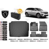 Peugeot 3008 2017 Model Alt Bagaj Havuzu+4d Araca Özel Havuzlu Paspas Takımıı Rice - Siyah