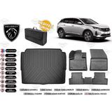 Peugeot 3008 2021 Model Alt Bagaj Havuzu+4d Araca Özel Havuzlu Paspas Takımıı Rice - Siyah