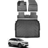 Peugeot 3008 2021 Model Alt Kademe Bagaj Havuzu+Araca Özel Üretim 3D Havuzlu Paspas Takımı - Siyah
