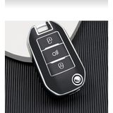 Peugeot 3008 208 308 Rifter Citroen C4 Opel Combo Sustalı Farlı Nano Anahtar Kılıfı Siyah Gümüş Renk - Gümüş - Siyah