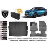 Peugeot 3008 Hybrid 2025 Model Alt Bagaj Havuzu+4d Araca Özel Havuzlu Paspas Takımıı Rice - Siyah