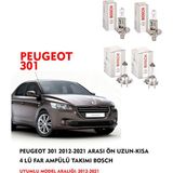 Peugeot 301 2012-2021 Arası Ön Uzun-Kısa 4 Lü Far Ampülü Takımı Bosch (Sarı Renk)