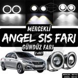 Peugeot 301 2012-2021 Uyumlu Universal Mercekli Angel Sis Fari Metal Su Gecirmez 76 Mm Beyaz Halkali Gunduz Fari Angel Eyes 2 Adet
