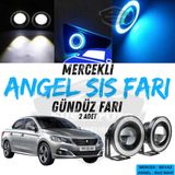 Peugeot 301 2012-2021 Uyumlu Universal Mercekli Angel Sis Fari Metal Su Gecirmez 76 Mm Buz Mavi Halkali Gunduz Fari Angel Eyes 2 Adet