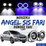 Peugeot 301 2012-2021 Uyumlu Universal Mercekli Angel Sis Fari Metal Su Gecirmez 76 Mm Mavi Halkali Gunduz Fari Angel Eyes 2 Adet