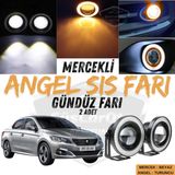 Peugeot 301 2012-2021 Uyumlu Universal Mercekli Angel Sis Fari Metal Su Gecirmez 76 Mm Turuncu Halkali Gunduz Fari Angel Eyes 2 Adet