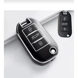 Peugeot 301 308 208 508 2008 3008 Citroen C3 C4 Opel Combo Nano Sustalı Anahtar Kılıfı Siyah Gümüş