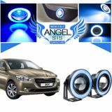 Peugeot 301 Uyumlu, Universal Mercekli Led Angel Sis Farı, 76mm Buz Mavi Renk
