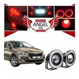 Peugeot 301 Uyumlu, Universal Mercekli Led Angel Sis Farı, 76mm Kırmızı Renk