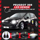 Peugeot 308 2008-2012 Kısa Far Uyumlu Şimşek Etkili Led Xenon Light Series H7
